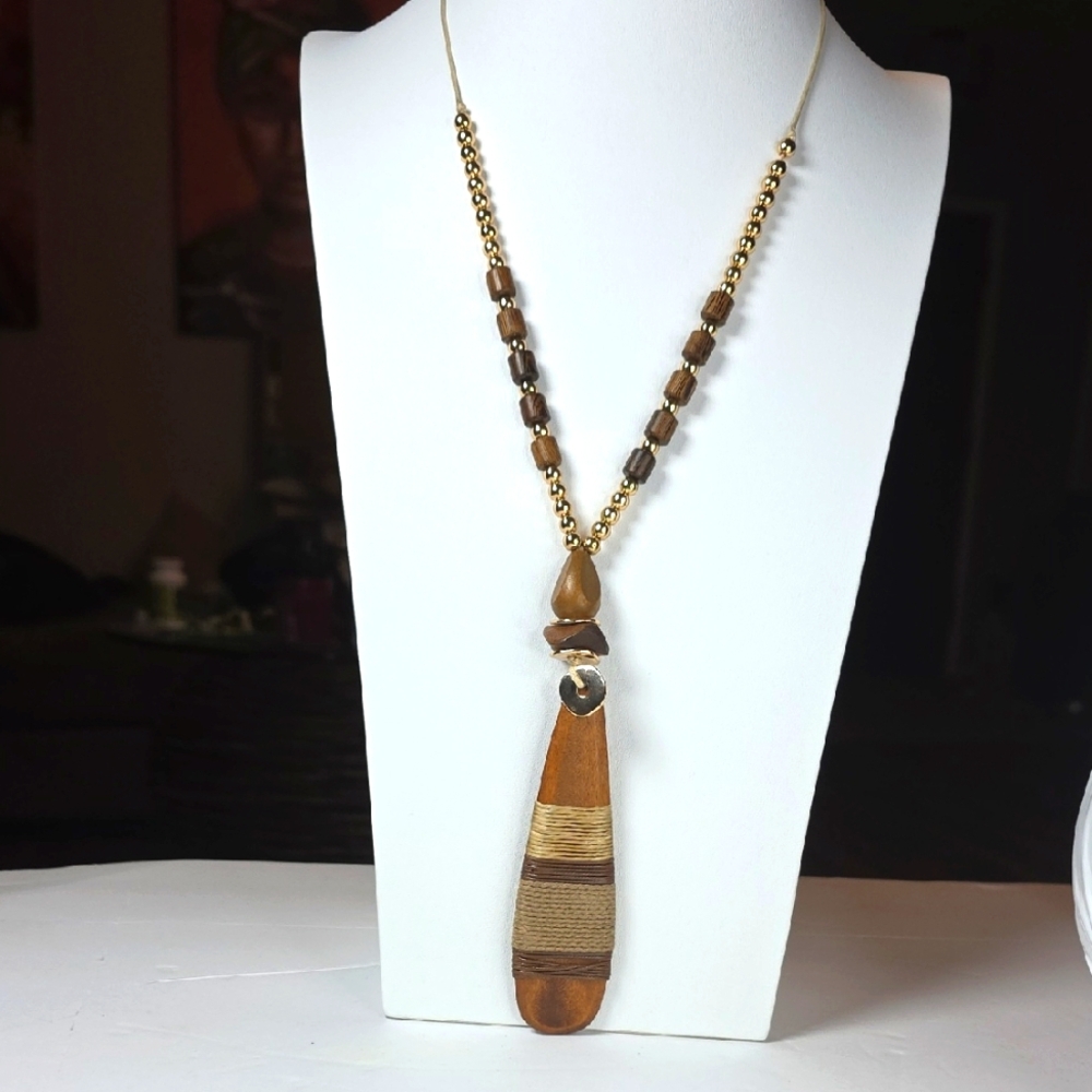 VIntage Boho Wooden Necklace
